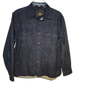 Freedom Foundry Heavy Flannel Shirt Men's M Blue Speckled Long Sleeve Button Up
